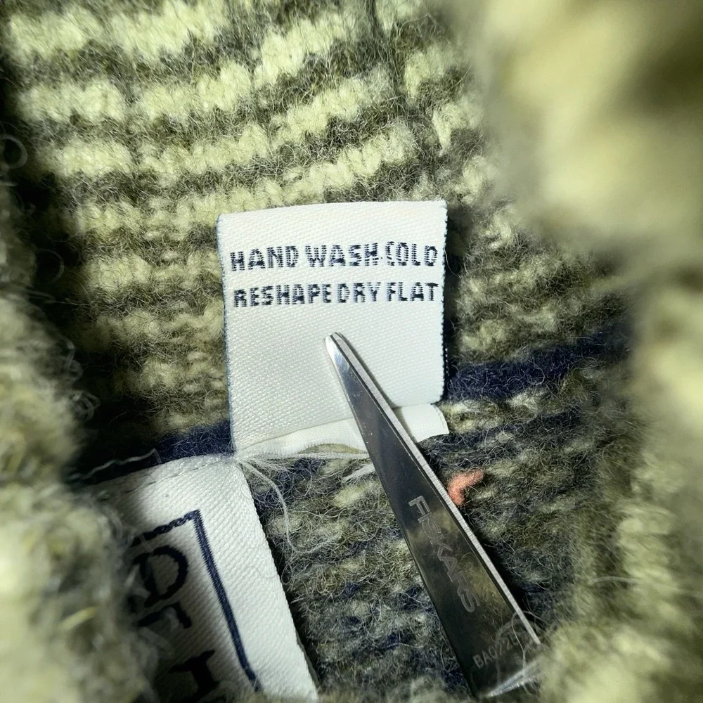 Field Gear Shetland Wool Turtleneck Sweater Mens L Vintage Nordic Striped Fits M